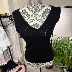 MOSHINO - “AUTHENTIC” Black V-Neck Tank